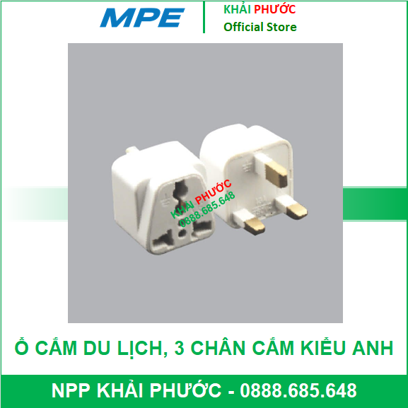 Phích cắm chuyển 3 chấu thành 3 chấu kiểu anh ổ cắm du lịch, 3 chân cắm kiểu anh ad2 mpe giá rẻ - khải phước electric