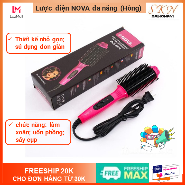 Lược sấy cúp chải thẳng tóc nova nhc-8810 | lược chải tóc nova siêu sang giá rẻ | lược điện nova 3in1