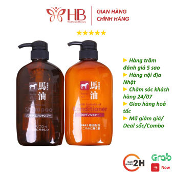 Bộ 2 Chai Dầu Gội Và Xả Mỡ Ngựa Dưỡng Tóc Óng Mượt Nhật Bản 600ml/chai