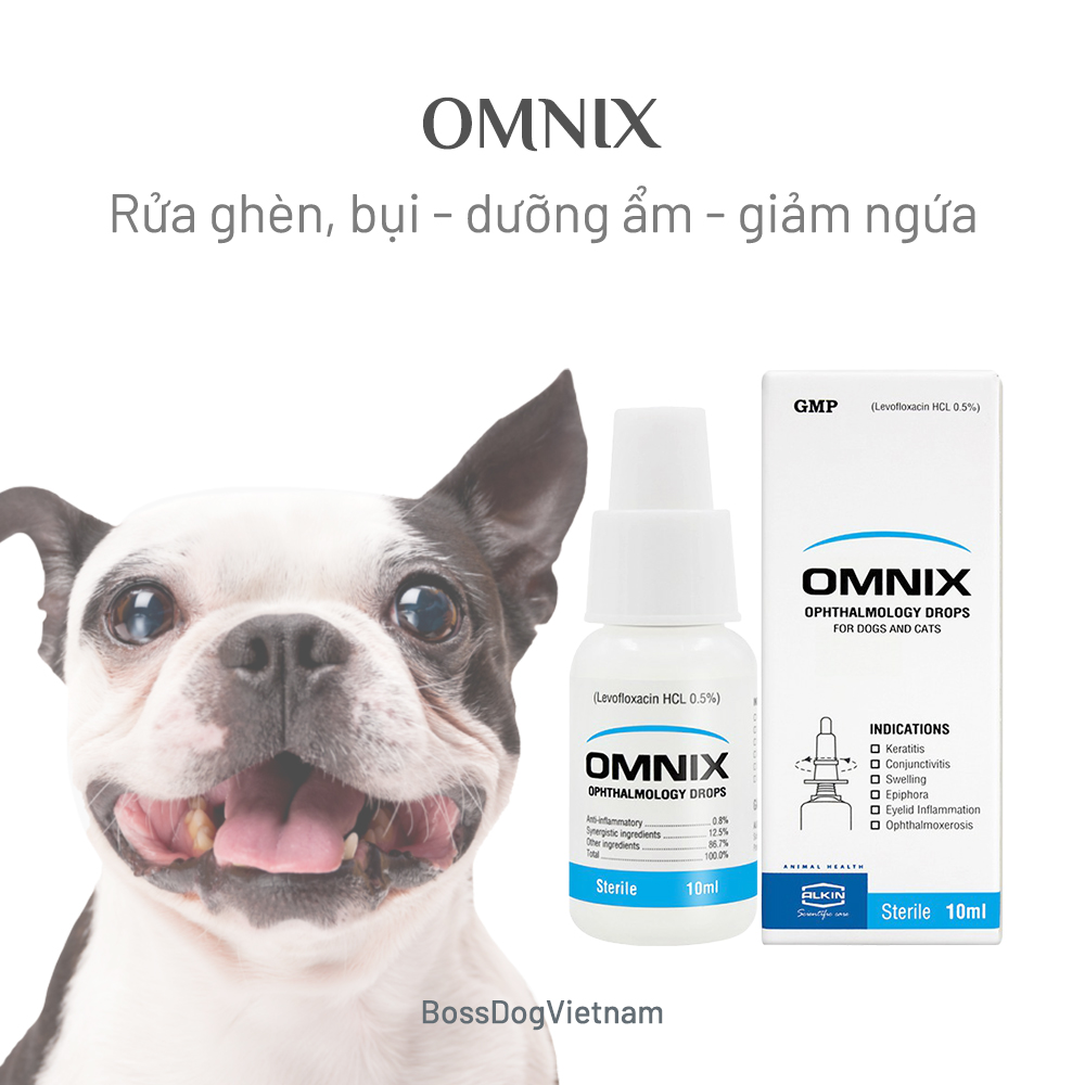 Nhỏ mắt cho chó mèo alkin omnix - mọi dòng chó poodle, pom, pug, corgi v.v... | bossdog