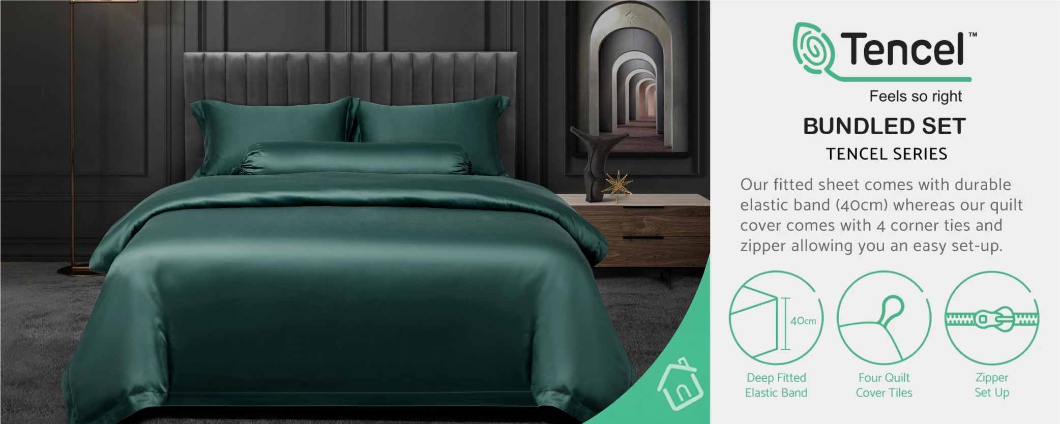 ชุดเตียง Palais Suite TENCEL™ LF สีเขียวมรกต