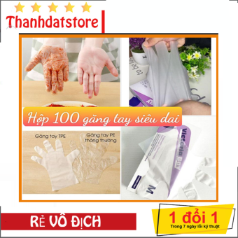 Hộp 100 găng tay cao su TPE dùng 1 lần Victoria làm bếp nấu ăn vệ sinh siêu dai - 100 cái
