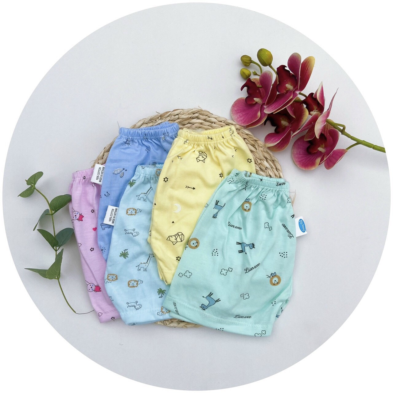 Quần đùi cotton hoạ tiết cho bé sơ sinh-12kg