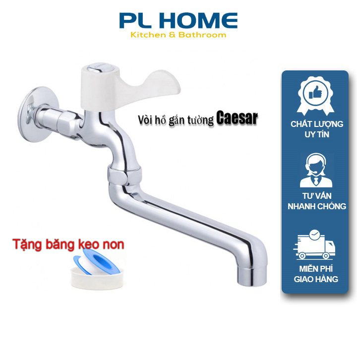{CÓ VIDEO THỰC TẾ} Vòi Nước Gắn Tường Caesar, Cần Dài Xoay 360 Độ, Tặng Kèm Cao Su Non Quấn Ống Nước
