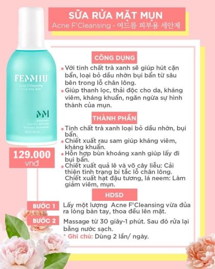 Sữa Rửa Mặt Cho Da Mụn Femmiu 80ml - Chính Hãng Femmiu