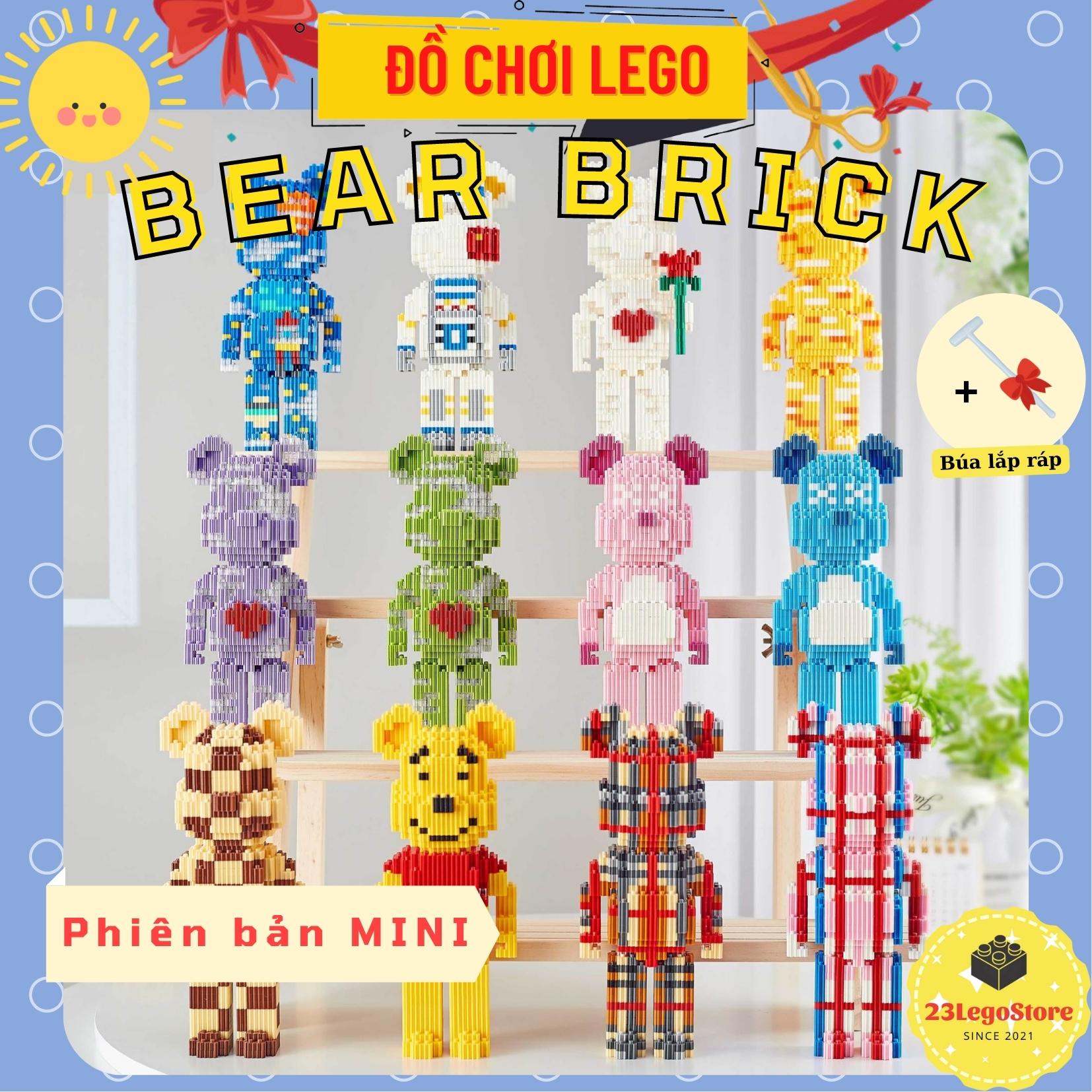 Bộ đồ chơi lắp ghép lego gấu BearBrick cỡ vừa 20cm Linkgo  (tặng kèm búa lắp ráp), Bộ đồ chơi lắp ráp gấu BearBrick Mini