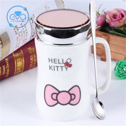 Cốc sứ giữ nhiệt cao cấp có nắp gương 500ml, ly sứ giữ nhiệt nắp gương vẽ họa tiết siêu dễ thương, cốc giữ nhiệt bằng sứ loại mới - Bàn chải đánh răng Hàn Quốc làm từ than hoạt tính