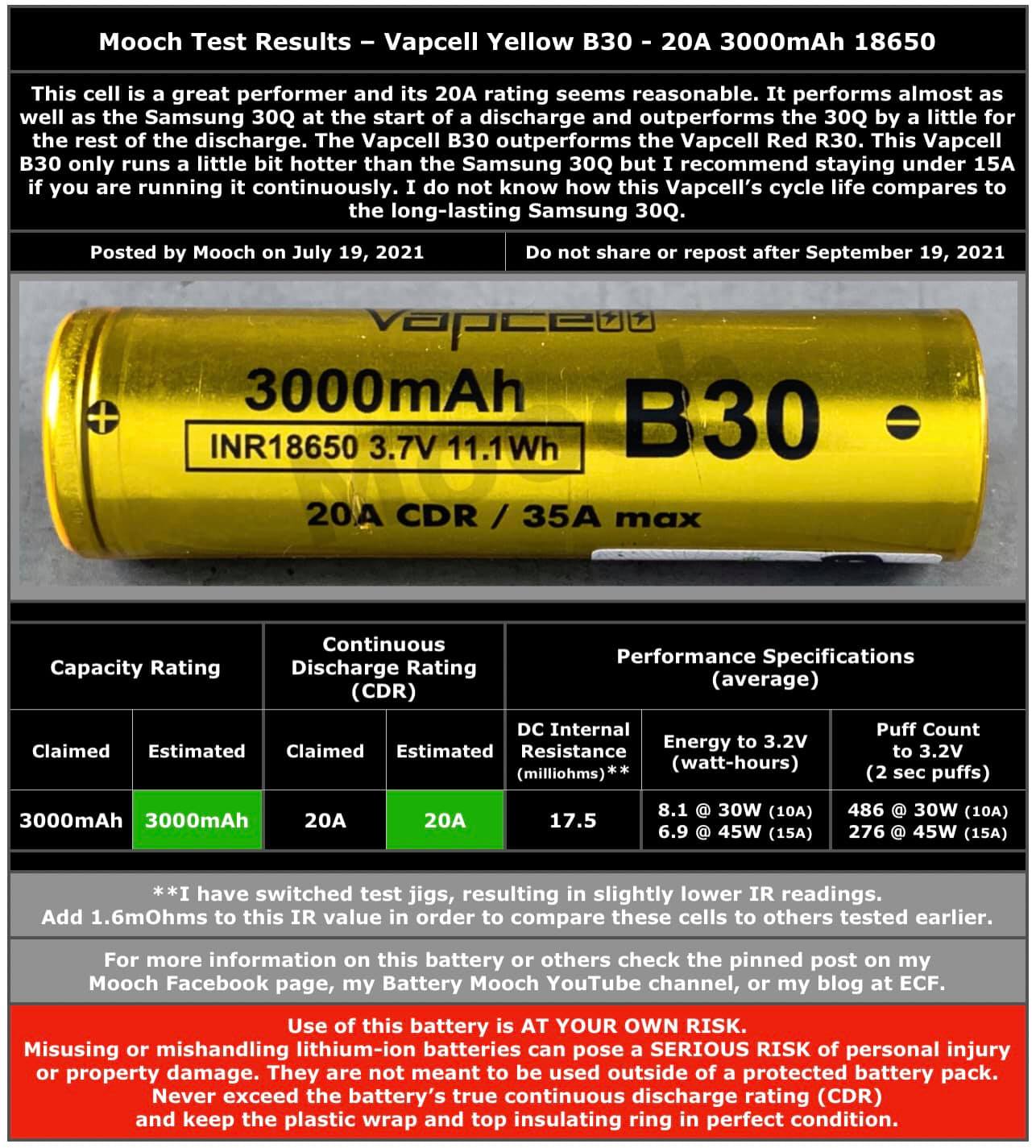 2pin sạc vapcell 18650 b30 3000mah-20a