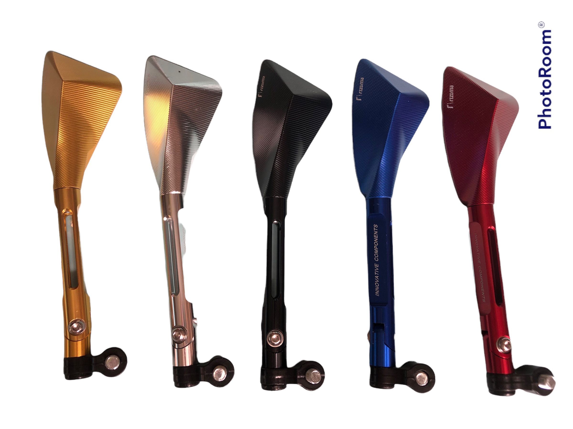 Kính cạnh xe máy RIZOMA  HIGHLIGHT ( 1 CÁI BÊN TRÁI  ), với chất liệu nhôm và kính, mặt gương màu xanh chống chối mắt