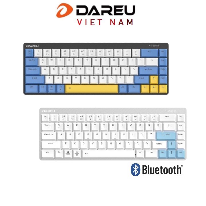 Bàn phím cơ Dareu EK868 Bluetooth WHITE 68KEY  (SLIM, Brown/ Red D-KAILH switch)