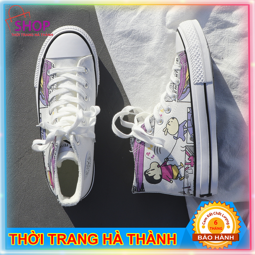 Giày cao cổ nữ Đổi Màu cá tính họa tiết Dắt Cún Đi Dạo Thời Trang Hà Thành