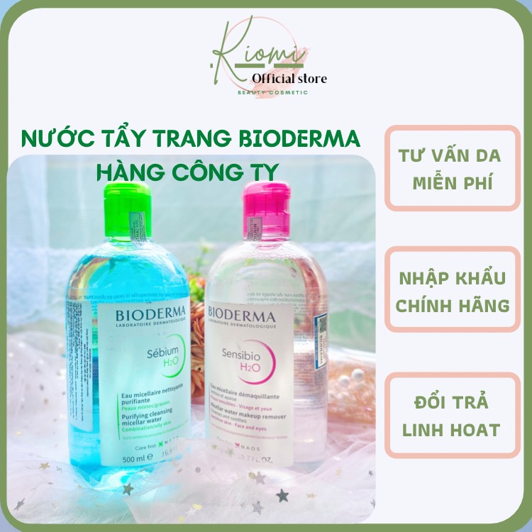 Nước tẩy trang Bioderma xanh 500ml dành cho da dầu màu Hồng dành cho da Nhạy cảm giúp Kiềm nhờn sạch sâu lớp Trang điểm