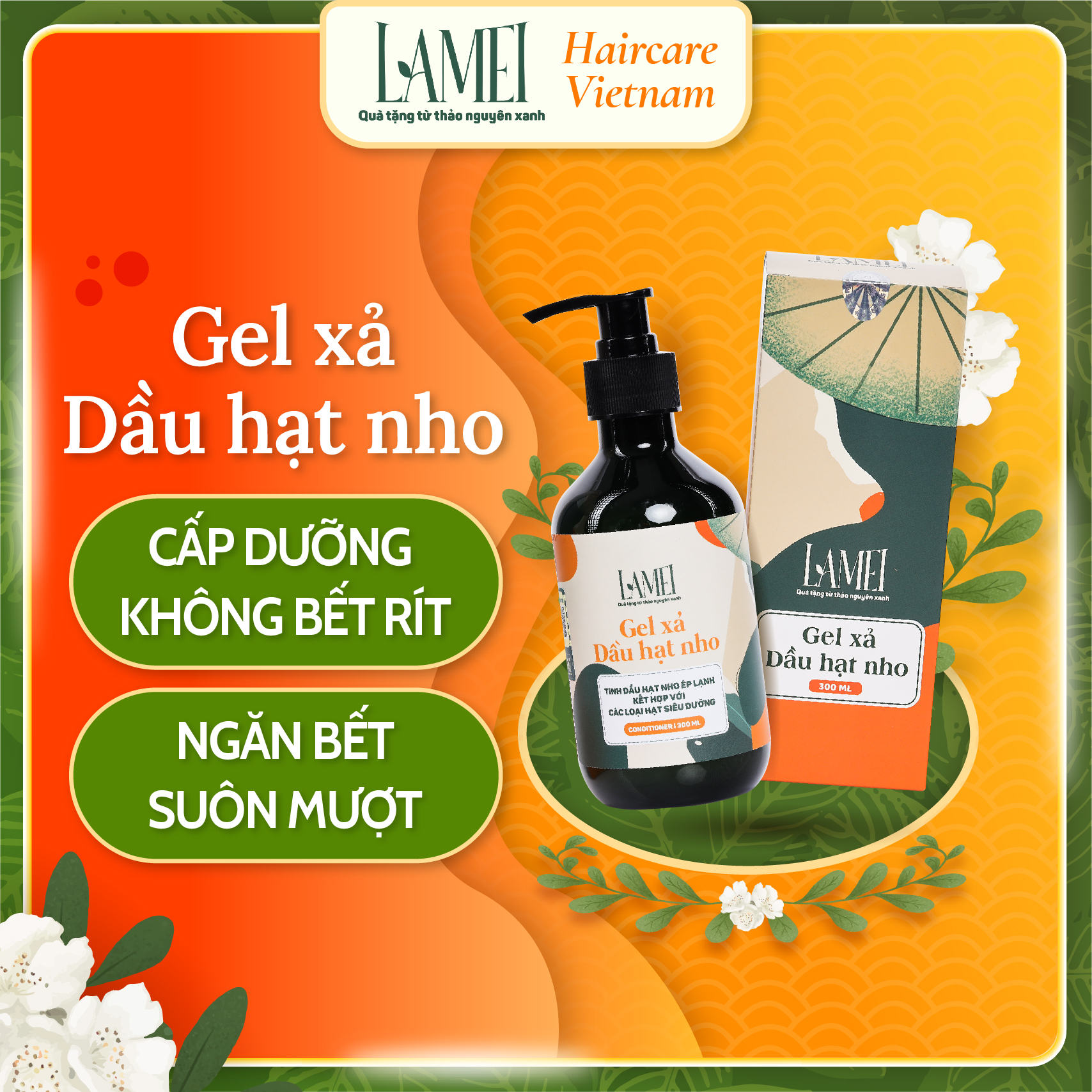 Gel Xả Dầu Hạt Nho Lamei 300 ml Tóc Bóng Mượt Chắc Khỏe - Em Bé Bán Bưởi