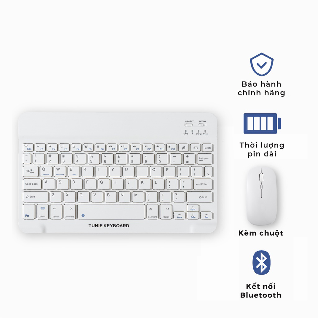 Bàn Phím Bluetooth Không Dây Kèm Chuột Dùng Cho Máy Tính Bảng, Điện Thoại Laptop | Tunie Keyboard x Mouse