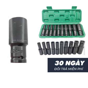 Bộ đầu khẩu 10 món 1/2 cho ( máy siết bulong và tay khẩu ) 10 món 8 10 12 13 14 15 17 19 21 24 dài 78mm hàng xịn loại 1