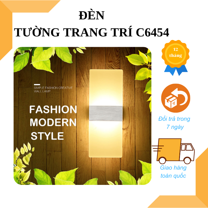 Đèn tường trang trí C6454 4W ánh sáng vàng trang trí phòng khách, phòng ngủ, quán trà, coffee, bảo hành 12 tháng
