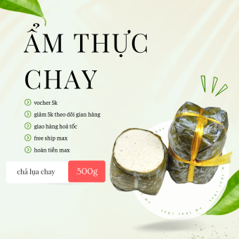 Chả lụa chay 500gram hàng đông lạnh, chả lụa chay làm từ nấm, thực phẩm chay ngon, ship hoả tốc