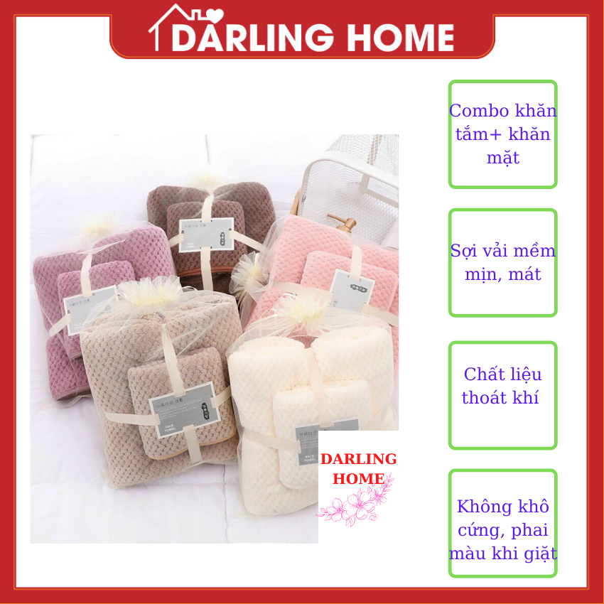 Khăn mặt và khắn tắm Hàn Quốc siêu mềm mịn, set Khăn tắm và khăn mặt đồng màu cao cấp siêu mềm mịn - Darling Home