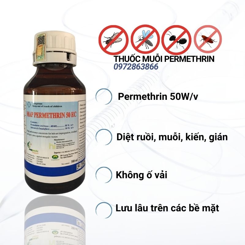 Thuốc diệt muỗi M.a.p Permethrin 50EC chai 500ml
