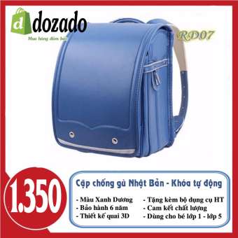 Cặp Randoseru - Cặp chống gù lưng Nhật Bản Khóa tự động (Xanh dương nhạt)