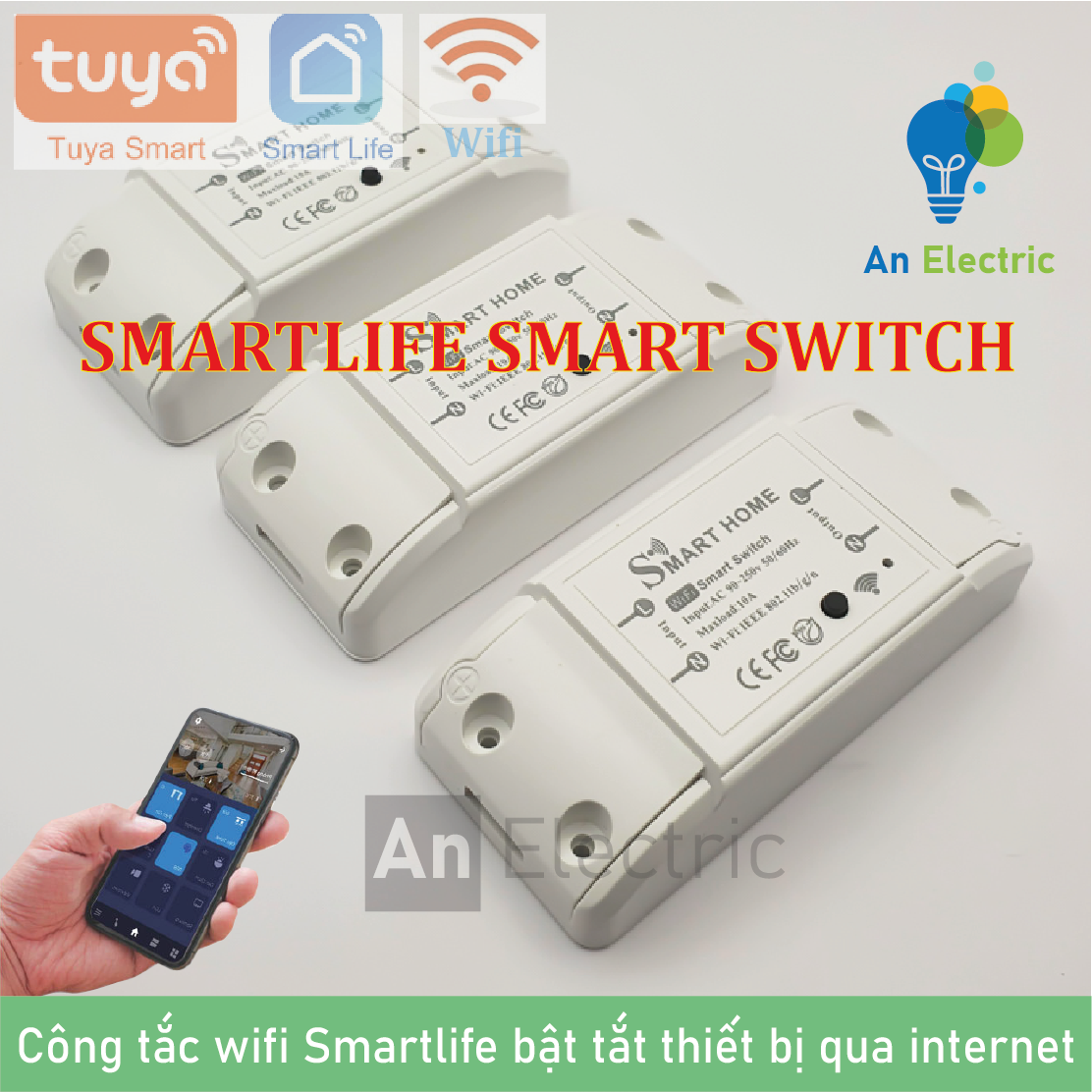 Bộ 03 sản phẩm Công tắc wifi Smartlife điều khiển từ xa bằng smartphone - Bật tắt thiết bị trong nhà qua internet