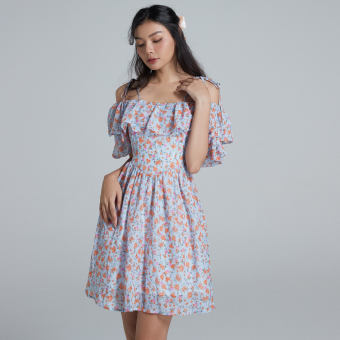 Đầm Maybi xoè voan hoạ tiết hoa nhí