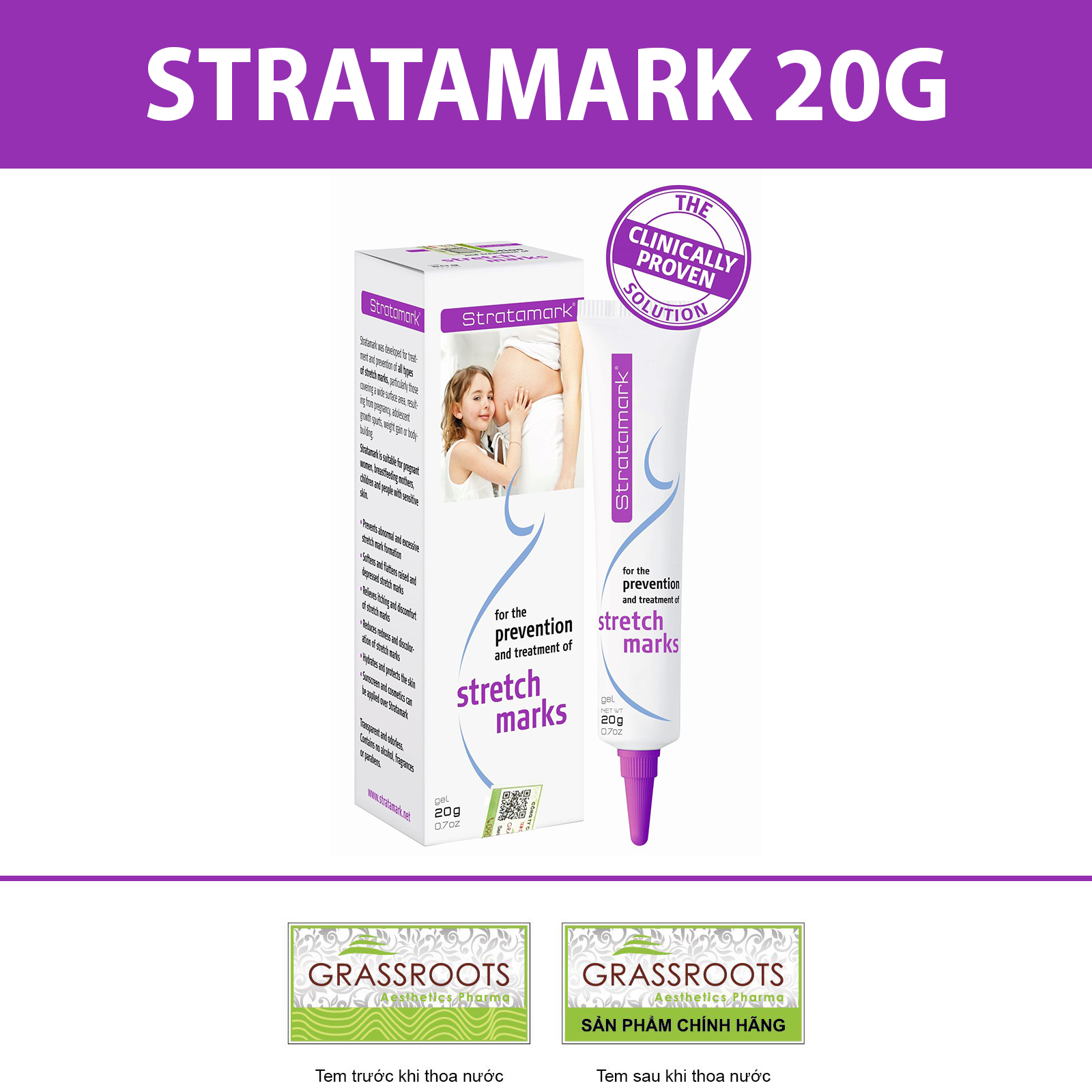 Gel làm giảm và ngăn ngừa rạn da Stratamark - Stratpharma Thụy Sĩ