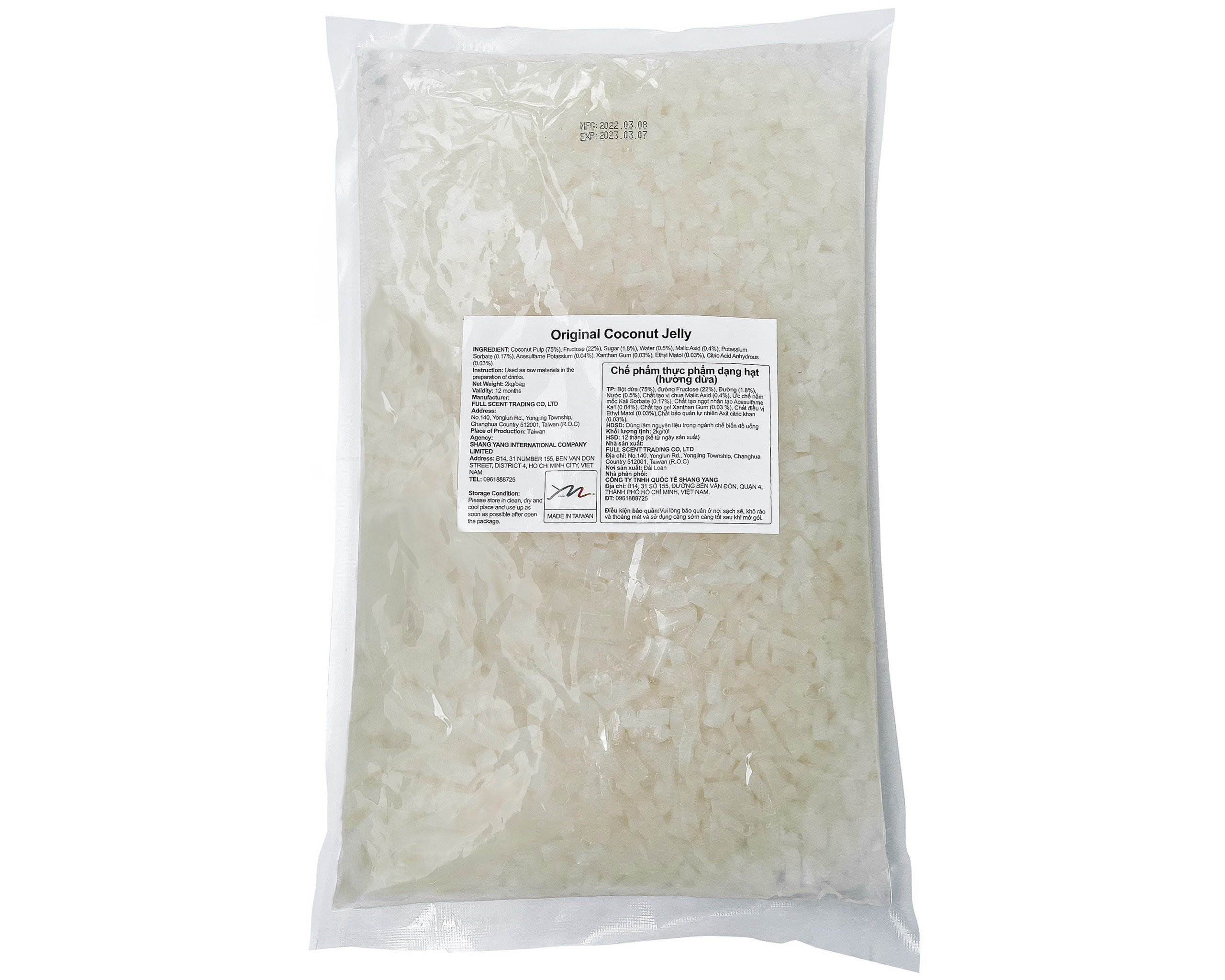 Thạch dừa Đài Loan dai giòn túi 2kg
