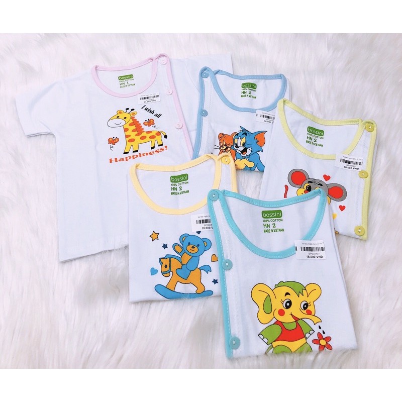 Set 5 áo sơ sinh bác sĩ Trắng Bossini tay dài cho bé