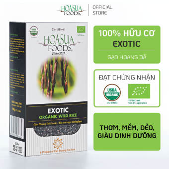 Gạo Organic Hoang Dã Hữu Cơ Exotic - HOASUAFOODS - dẻo thơm hạt tròn 1KG.