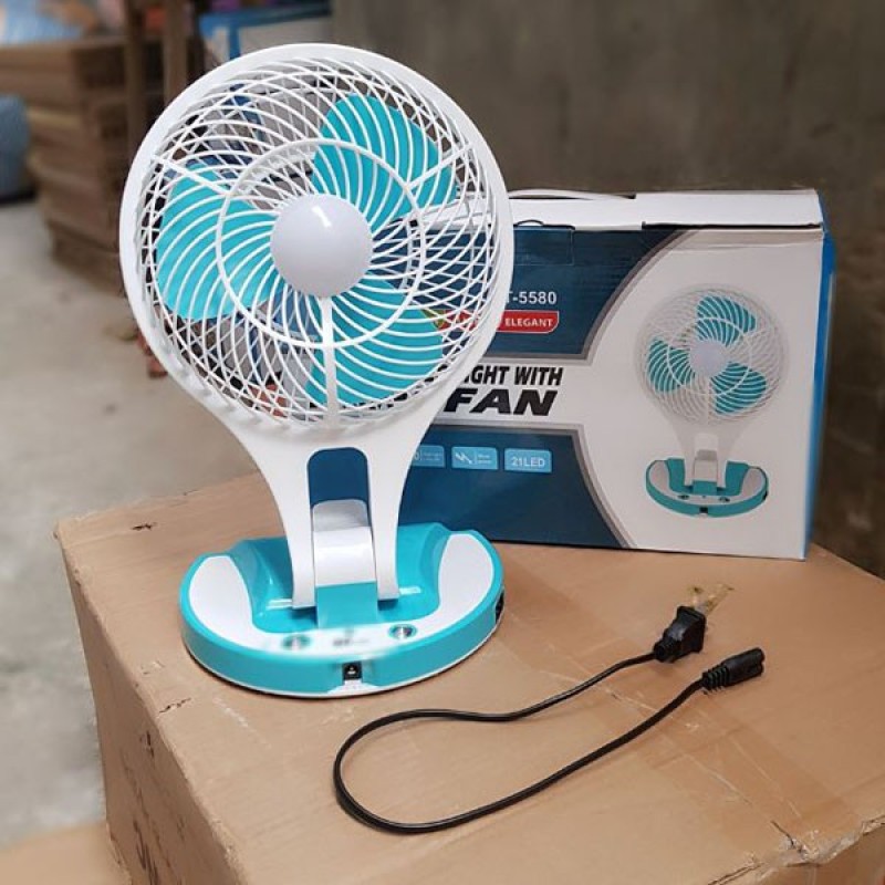 Quạt Sạc Tích Điện Mini FAN 5580 Có Đèn LED , quạt tích điện đa năng, quạt cắm điện để bàn ,quạt sạc điện dự phòng vừa phát sáng vừa mát, gấp gọn,bin cực khỏe quạt tiện dụng,an toàn ,sang trọng hàng cao cấp .BH 6 THÁNG.