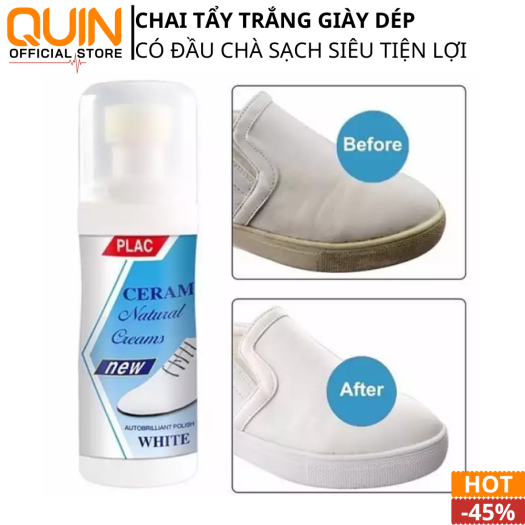 Chai xịt tẩy trắng giày dép túi xách Plac - Loại có đầu Chà Nước Lau Giày Plac