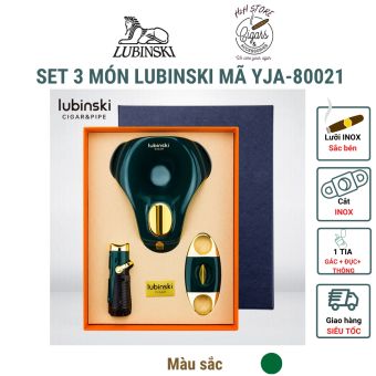 Set khò cắt gạt tàn cigar Lubinski YJA 80021 - Khò 4 chức năng - Cắt Inox - Gạt tàn thép