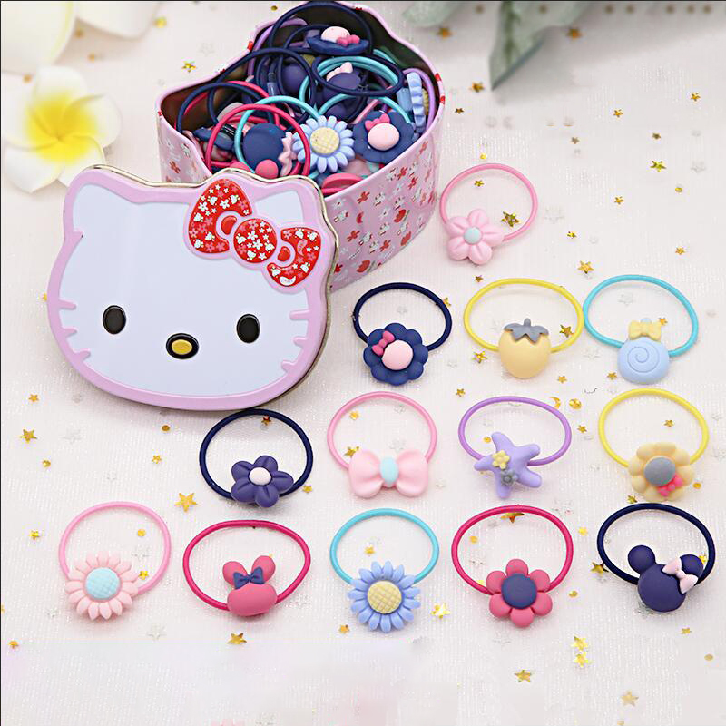 Hộp 40 thun cột tóc hello kitty dễ thương cho bé - dumi shop
