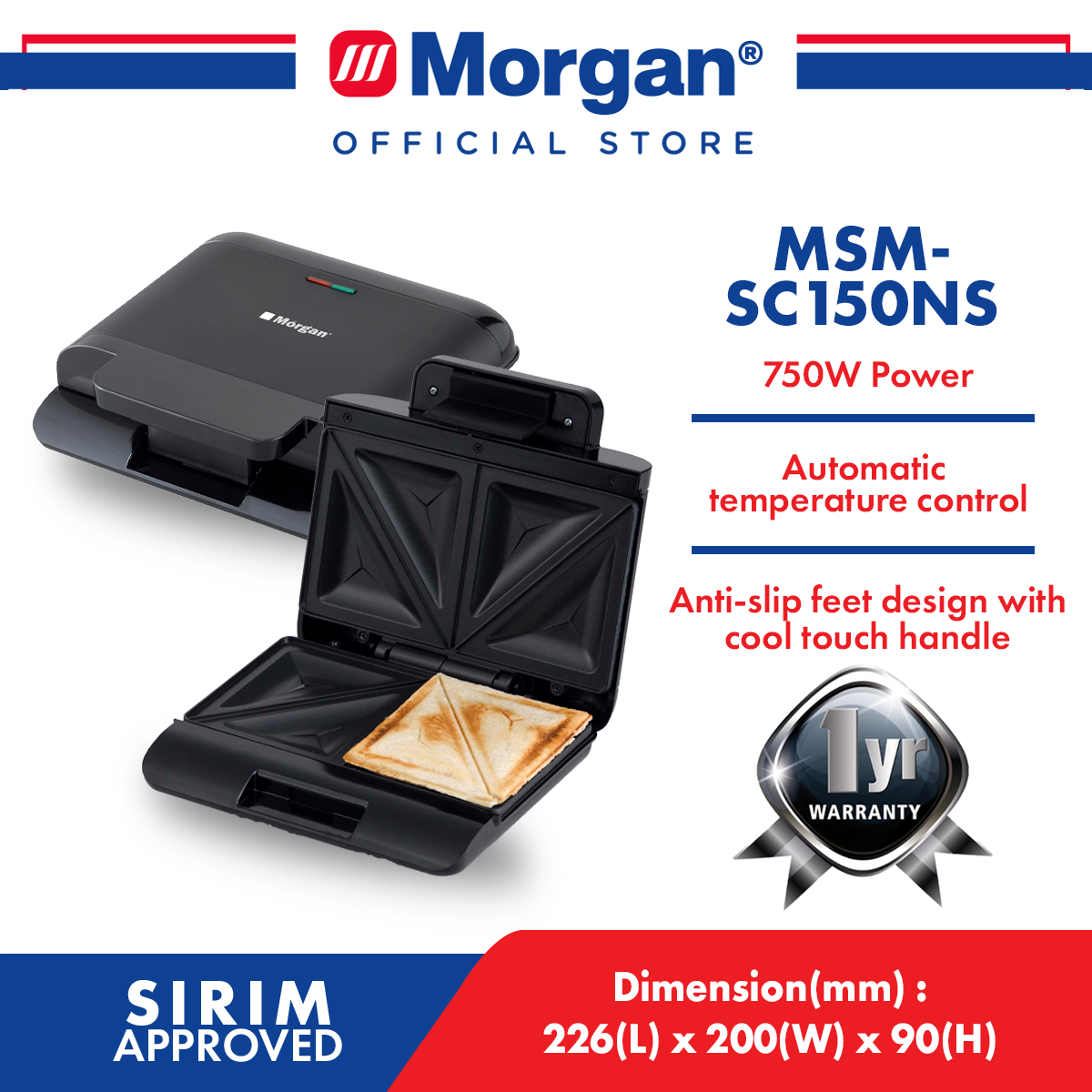 MORGAN MSM-SC150NS NON-STICK SANDWICH MAKER