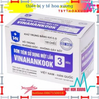 bơm tiêm 3ml vinahakook-bơm tiêm 3cc của vinahankook hộp 100 cây