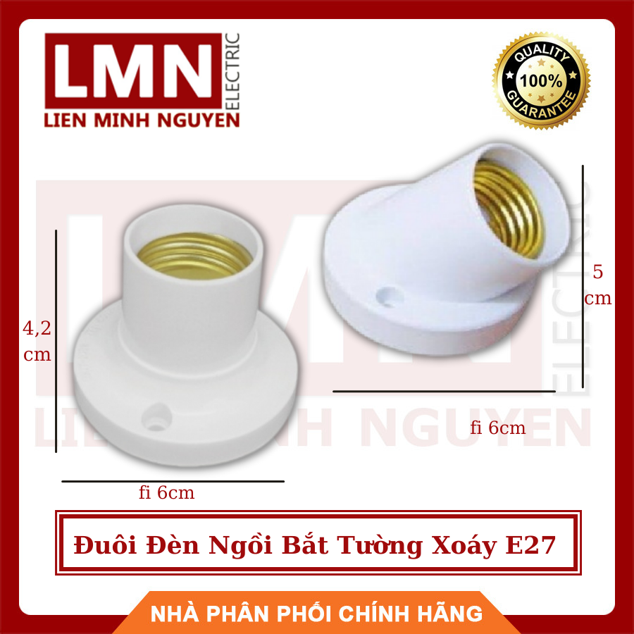 Đuôi đèn ngồi bắt tường xoáy e27 loại thẳng, xéo - hàng việt nam, chất lượng cao
