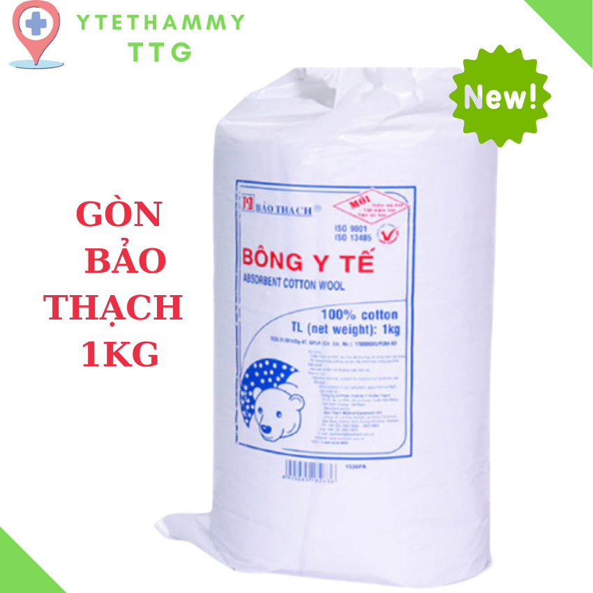 Bông gòn y tế bảo thạch thấm nước 1kg , ytethammyttg, bt1, -100% bông tự nhiên thấm hút cao và nhanh , bông mịn , không kích ứng da