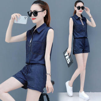 SET DENIM QUẦN SHORT LƯNG THUN ÁO SÁT NÁCH