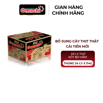 Mì Omachi Xốt Bò Hầm Ly Thịt 114g (Có Cây Thịt Thật) - Thùng 24 Ly x 114g