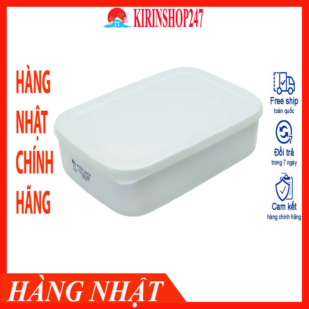 Hộp đựng thực phẩm bảo quản thức ăn, hộp trữ đông, quay lò vi sóng nắp dẻo White Pack 900ml hàng nội địa Nhật Bản