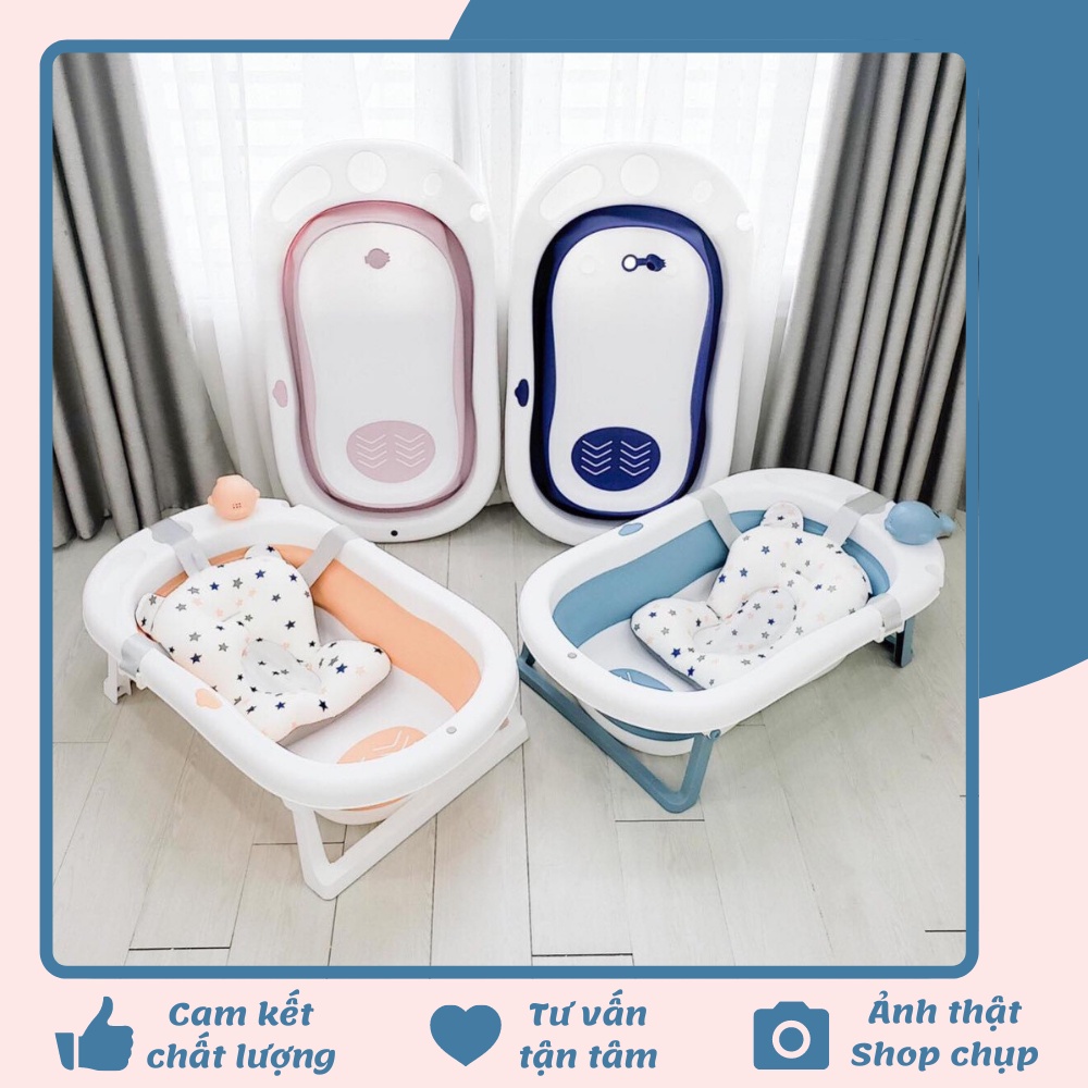 Chậu tắm gấp gọn cho bé cao cấp kèm phao 9Baby