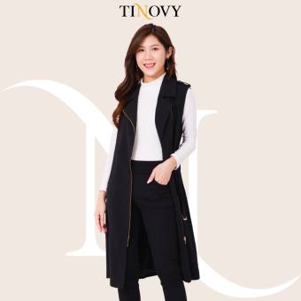 Áo Vest Gile Nữ Tinovy Dáng Dài Khoá Kéo Có Đai Eo Hiện Đại T0994