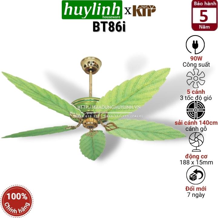 Quạt trần cánh gỗ kim thuận phong ktp bt86i - 5 cánh