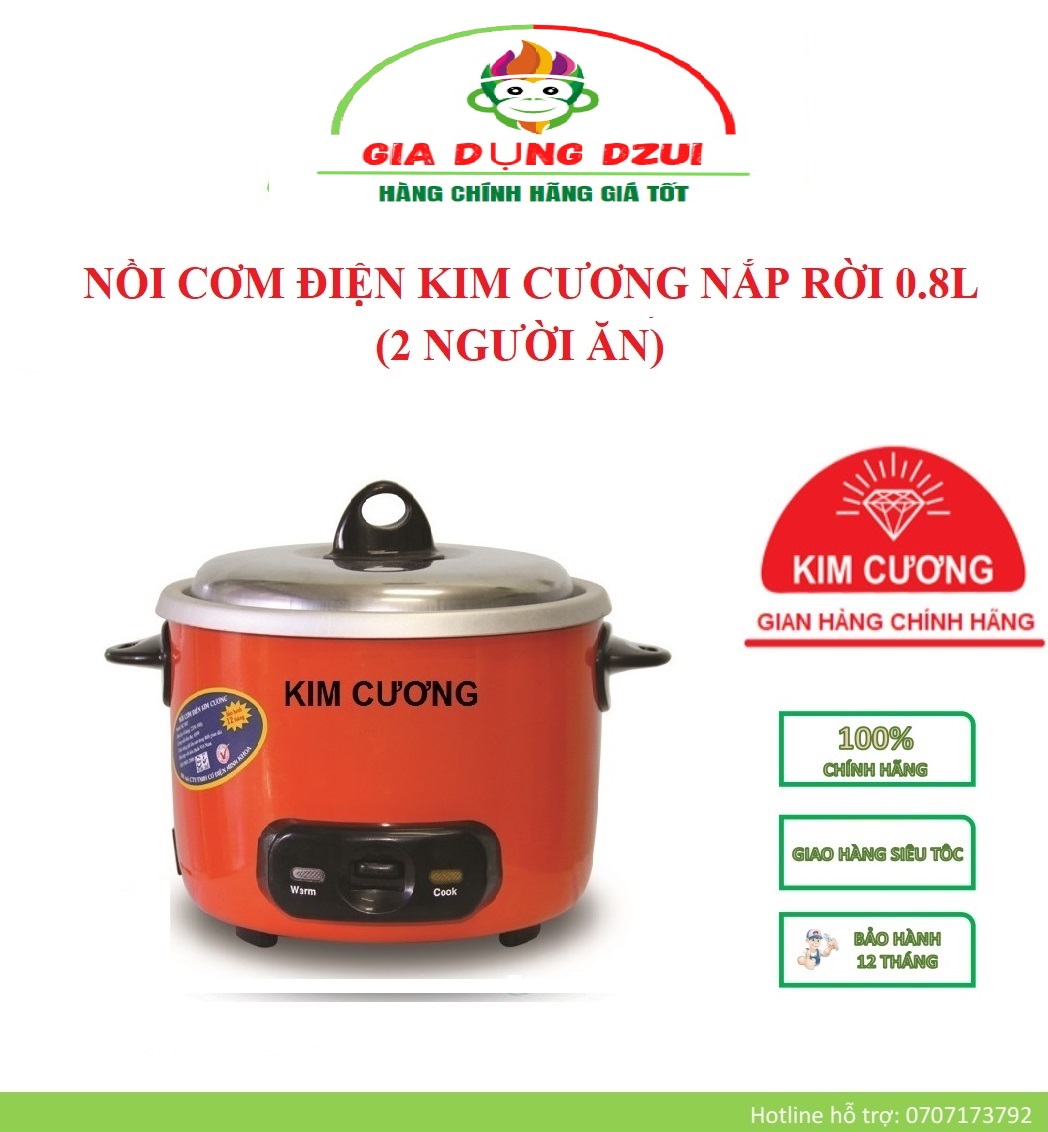 Kc 0.8l - nồi cơm điện kim cương nắp rời 0.8l bảo hành chính hãng 12 tháng