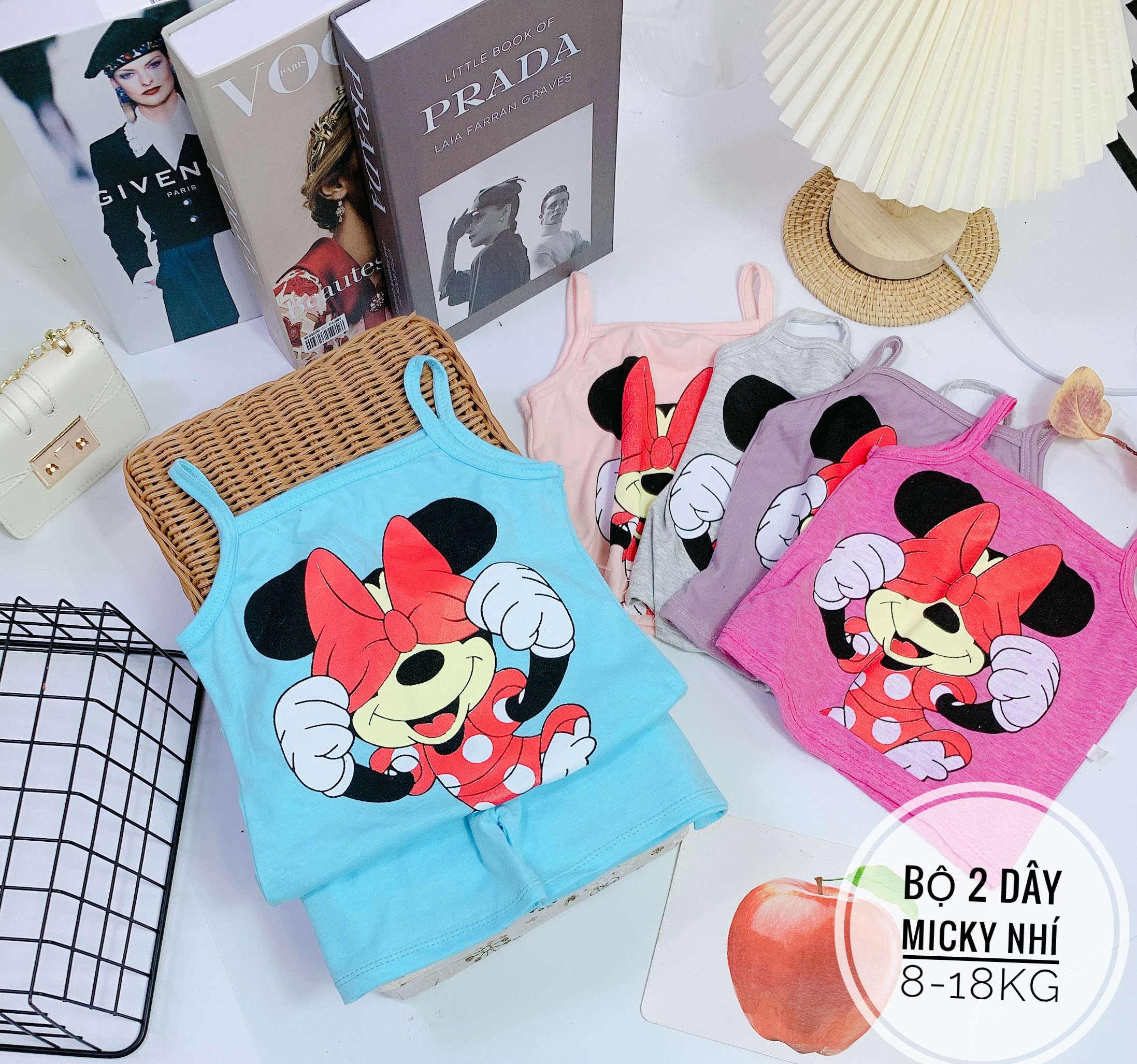 Đồ bộ 2 dây micky cho bé gái từ 6 - 18kg siêu yêu