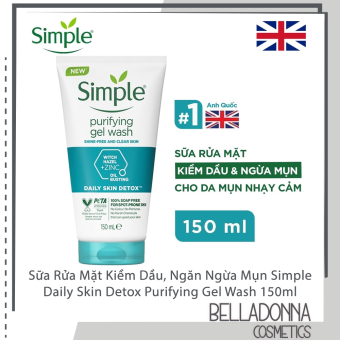 Sữa Rửa Mặt Kiềm Dầu, Ngăn Ngừa Mụn Simple Daily Skin Detox Purifying Gel Wash 150ml