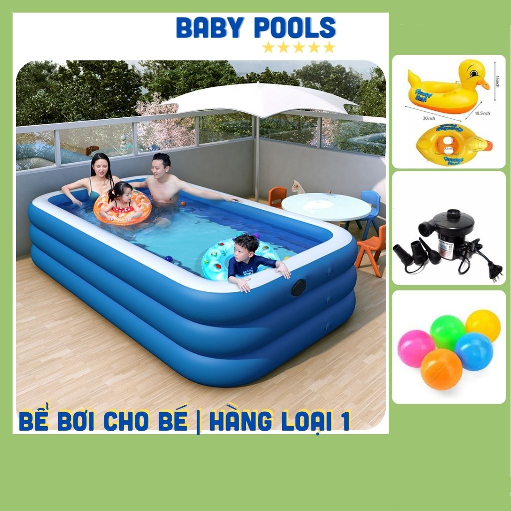 Bể bơi cho bé | hồ bơi cho bé 2m6-3m 3 tầng - loại daỳ - tặng bộ vá phao