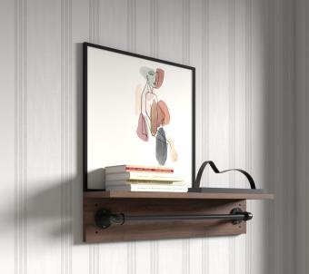 HomeBase STACKO Kệ gỗ trang trí treo tường có thanh treo Thái Lan W80xD17xH15cm