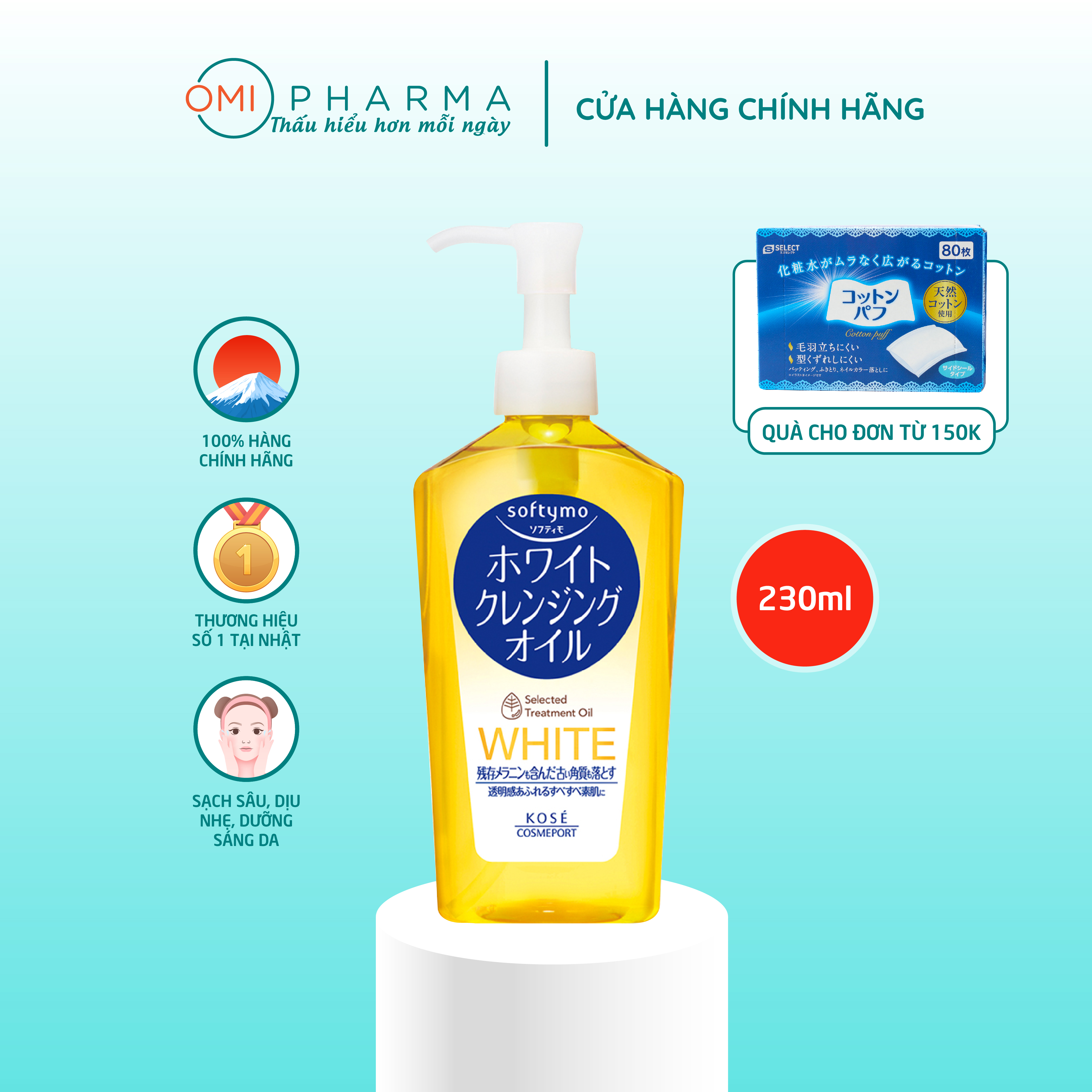 Dầu tẩy trang trắng da Nhật Bản Kose Softymo White Cleansing Oil 230ml